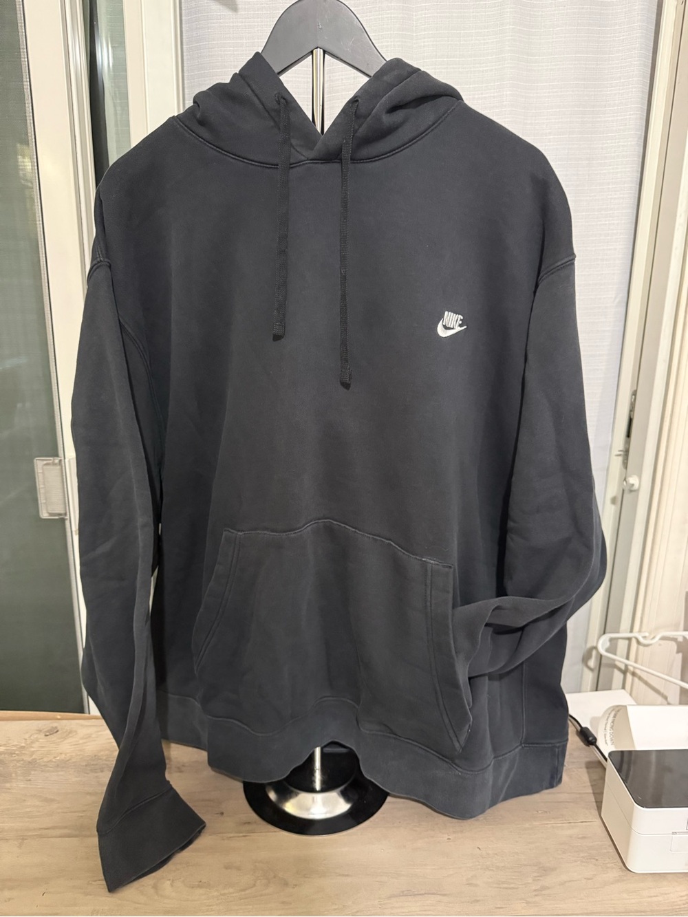 Nike Black Pullover Hoodie with Small White Swoosh
